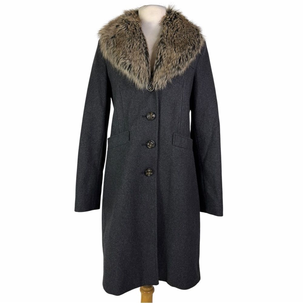 Moda International Wool Blend Faux Fur Pea Coat Victoria's Secret Grey Medium